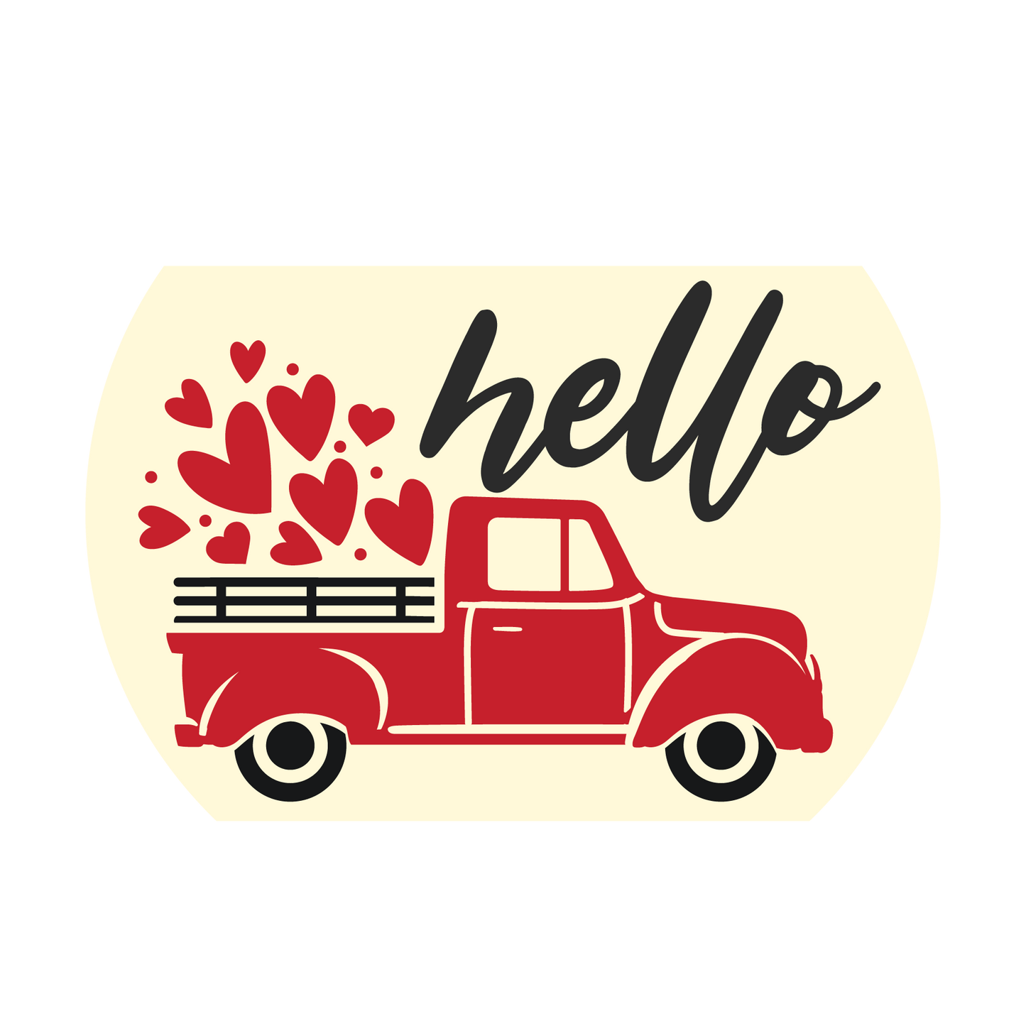 Hello Truck and Hearts- Unpainted DIY Wood Sign