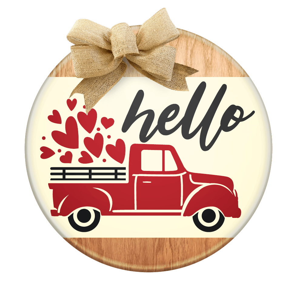 Hello Truck and Hearts- Unpainted DIY Wood Sign