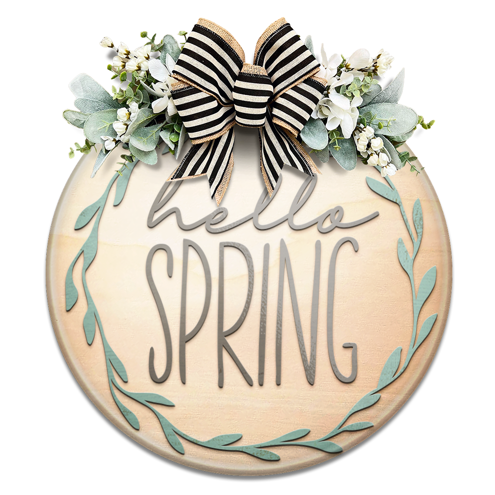 Hello Spring Leaf- Unpainted DIY Wood Sign