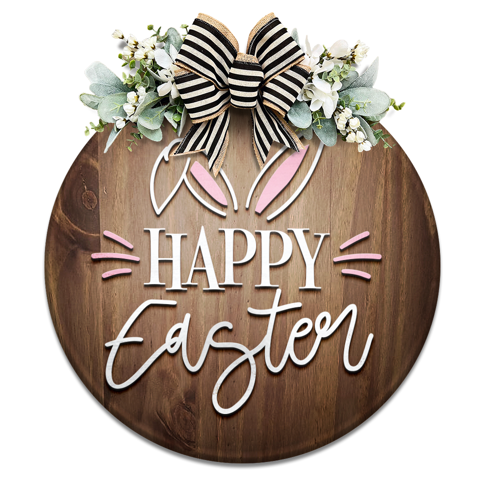 Happy Easter Bunny Ears - Unpainted DIY Wood Sign