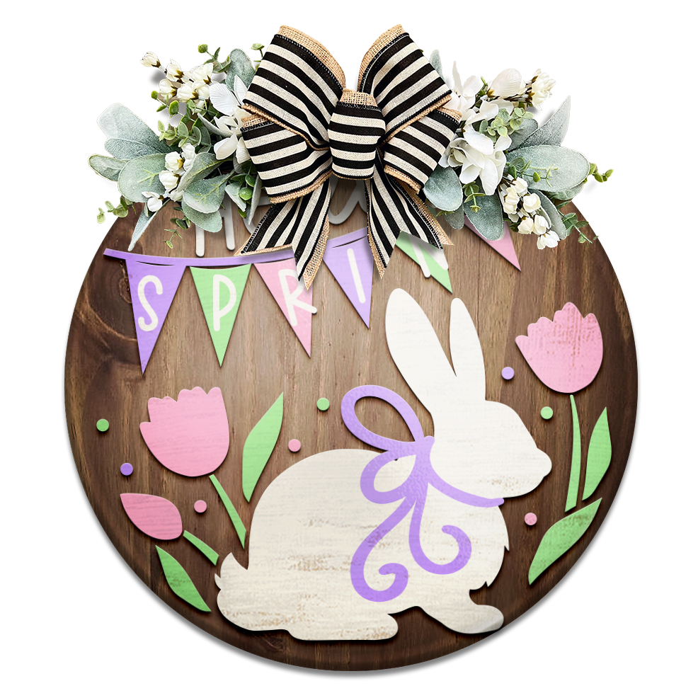 Hello Spring Bunny- Unpainted DIY Wood Sign