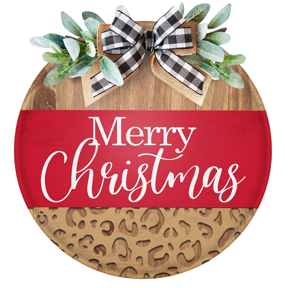 Merry Christmas Cheeta Unpainted DIY Wood Sign