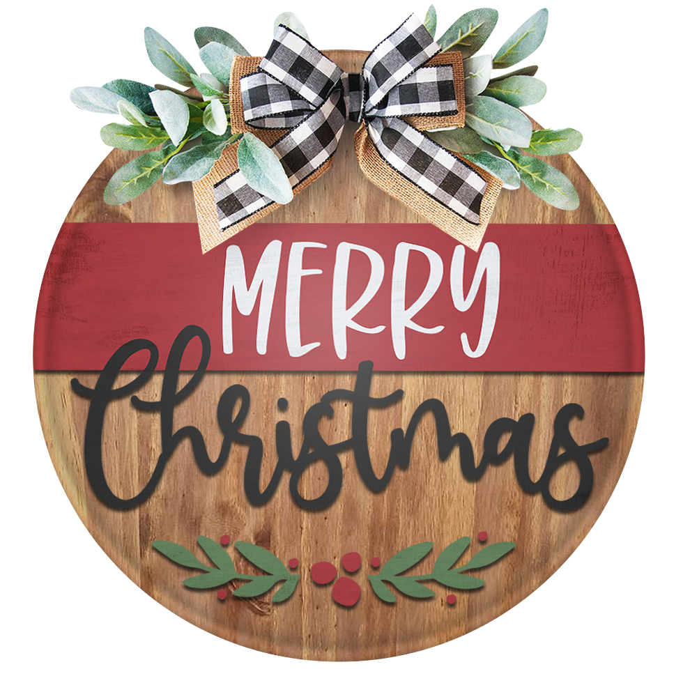 Merry Christmas Door Unpainted DIY Wood Sign