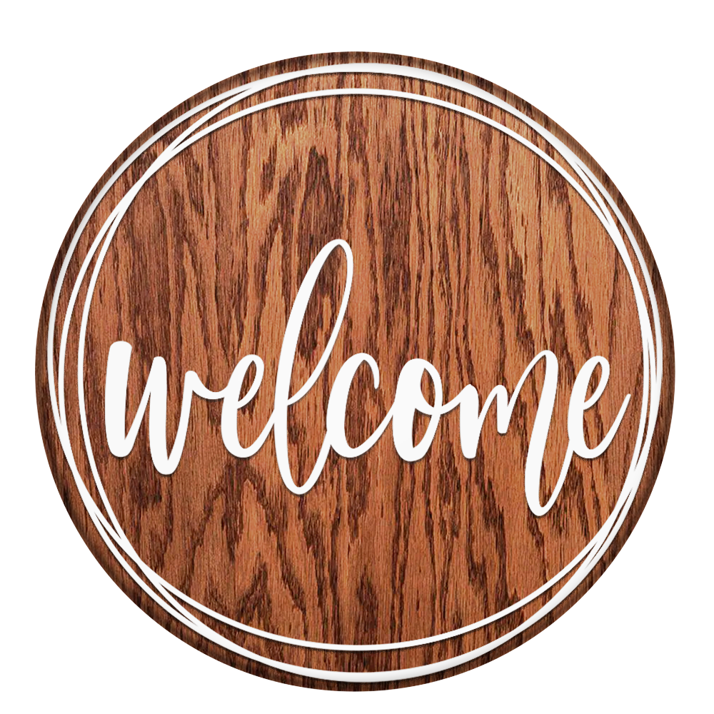 Welcome Wreath Unpainted DIY Wood Sign