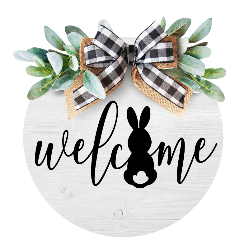 Welcome Bunny Silhouette- Unpainted DIY Wood Sign