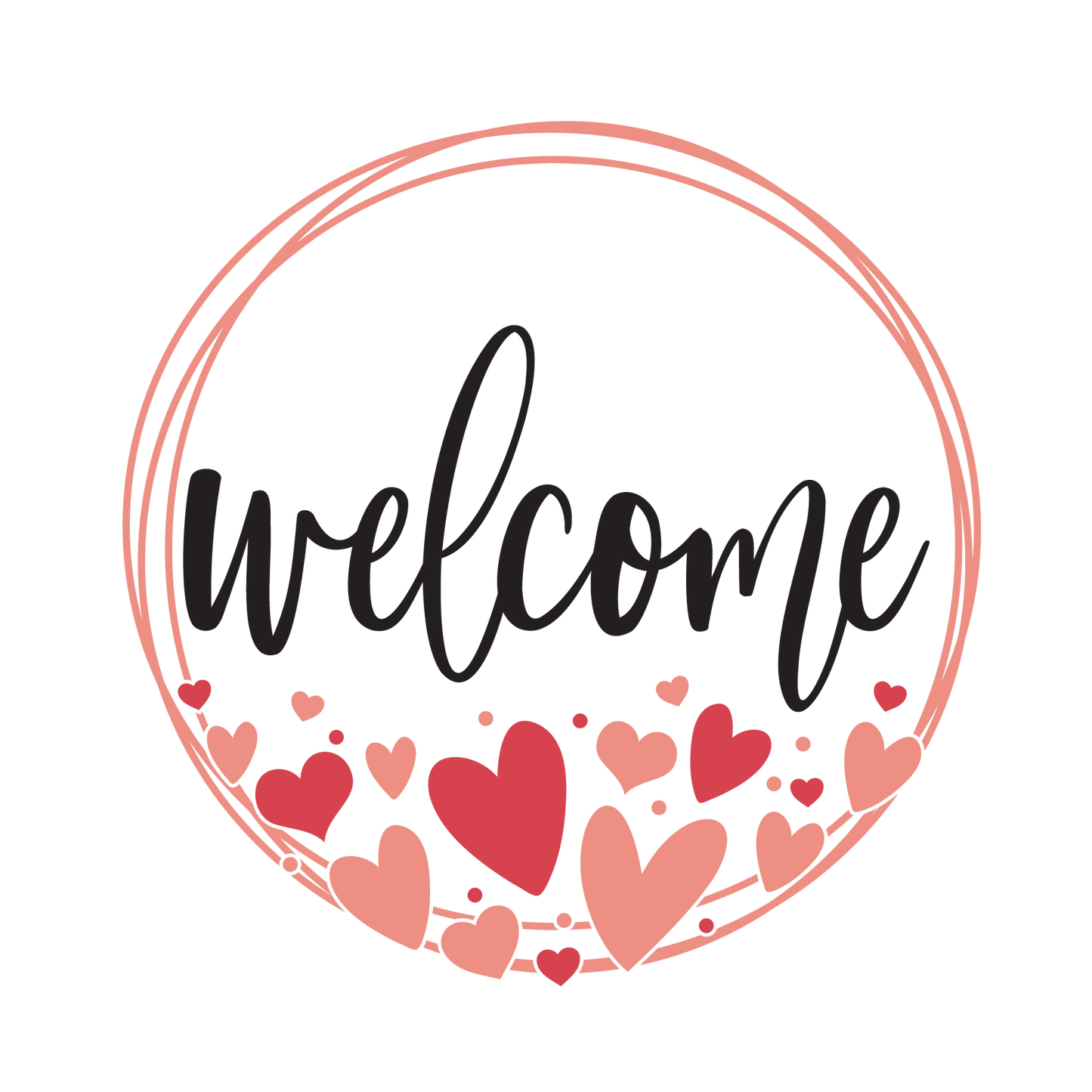 Welcome Hearts Wreath- Unpainted DIY Wood Sign