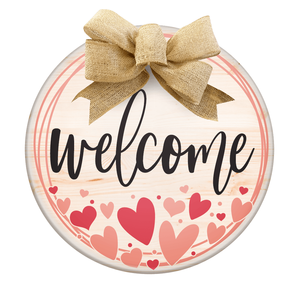 Welcome Hearts Wreath- Unpainted DIY Wood Sign