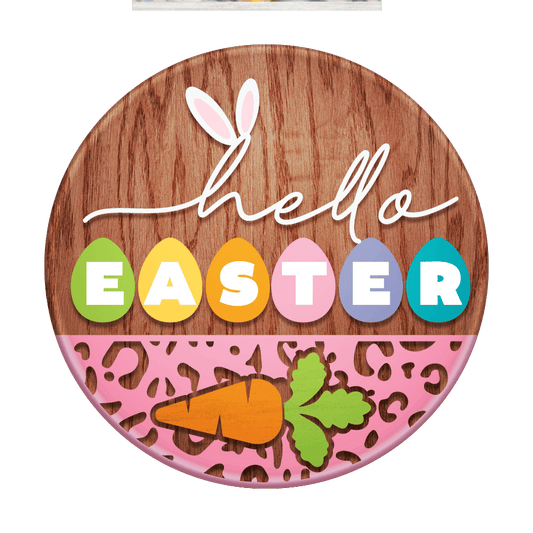 Happy Easter Cheeta Carrot  - Unpainted DIY Wood Sign