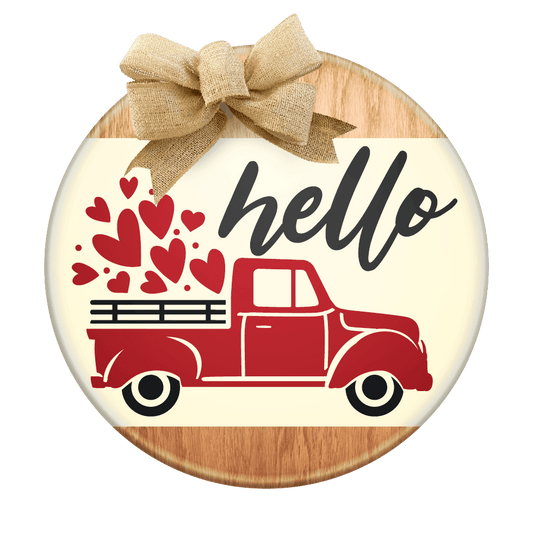 Hello Truck and Hearts- Unpainted DIY Wood Sign