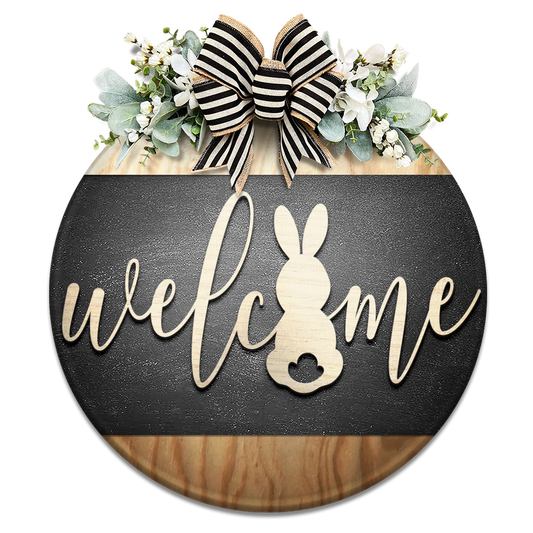 Welcome Bunny Silhouette- Unpainted DIY Wood Sign