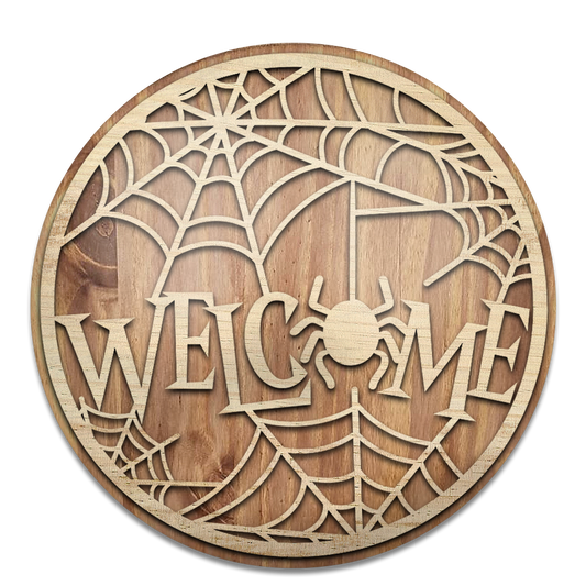 Welcome Spider web- Unpainted DIY Wood Sign