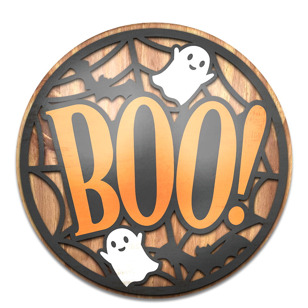 Boo and Spider Web- Unpainted DIY Wood Sign