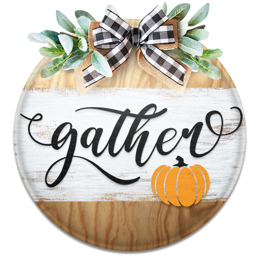 Gather Thanksgiving Door- Unpainted DIY Wood Sign