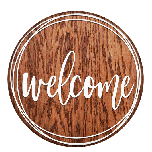 Welcome Wreath Unpainted DIY Wood Sign