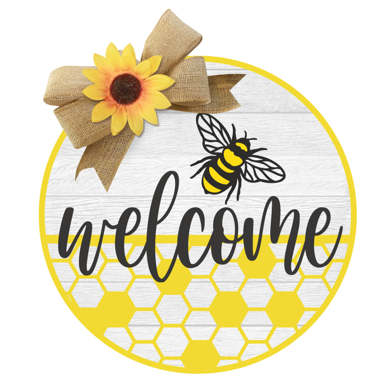 Welcome Bee and Hive- Unpainted DIY Wood Sign