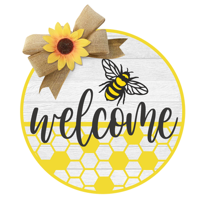 Welcome Bee and Hive- Unpainted DIY Wood Sign