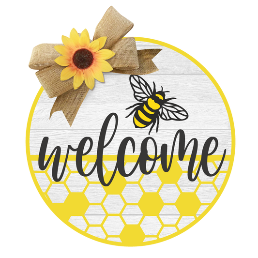 Welcome Bee and Hive- Unpainted DIY Wood Sign