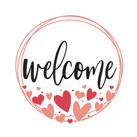 Welcome Hearts Wreath- Unpainted DIY Wood Sign