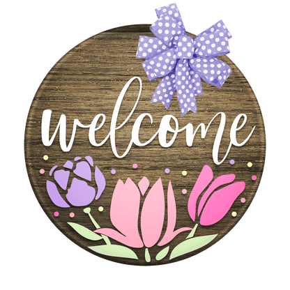 Welcome Tulips- Unpainted DIY Wood Sign